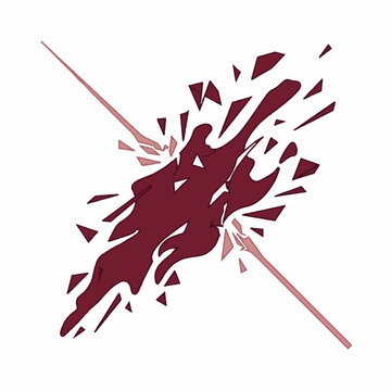 Stylized anime slash effect with dark red blood splatter and sharp shards.