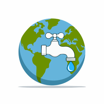 Earth with a faucet dripping water