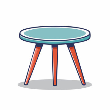 Flat design round table with three legs