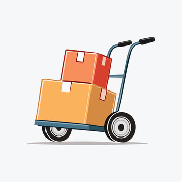 Hand truck with stacked boxes