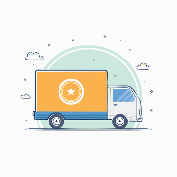 Illustration of a delivery truck with a star logo