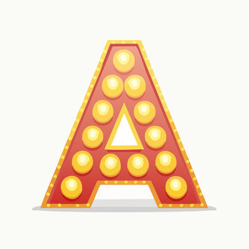 Retro Marquee Letter A with Light Bulbs