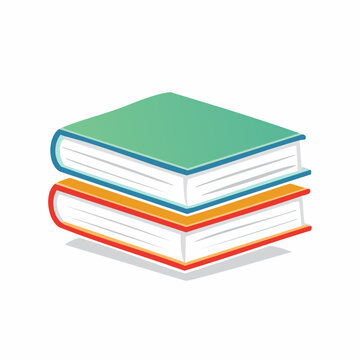 Stack of two colorful books on a white background