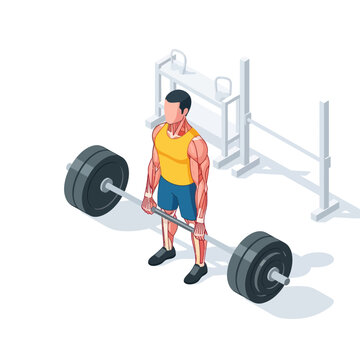 Man lifting weights at gym.