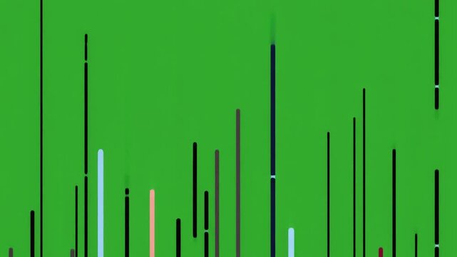 Abstract background with vertical lines of varying heights isolated on green screen chroma key background.