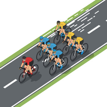 Cyclists riding on a road bike.