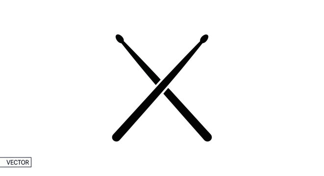 Drumming Sticks Crossed Black Vector.