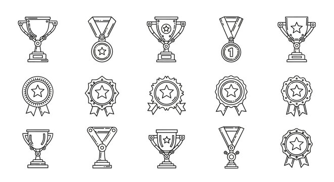 Collection of award icons and trophies.