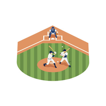 Baseball players on the field playing.