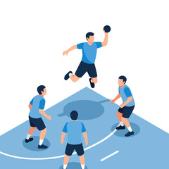 Obraz premium Men Playing Basketball on Court.