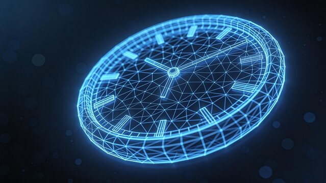 Digital clock design with glowing lines