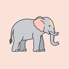 Fototapeta premium A cute cartoon elephant with a trunk and large ears on a pink background