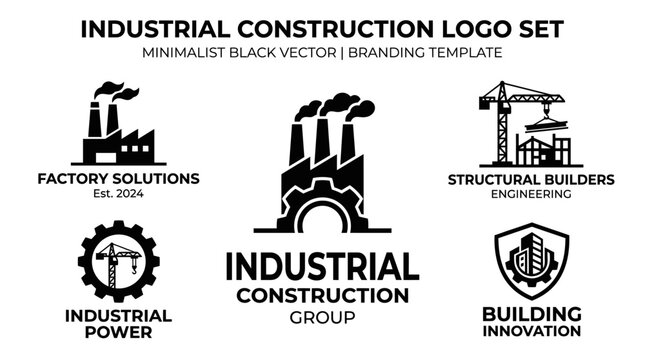 Industrial construction logo set template.