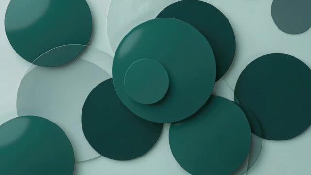 Abstract Geometric Circles: A serene composition featuring overlapping matte circles in various shades of teal and green, creating a modern and sophisticated visual texture.
