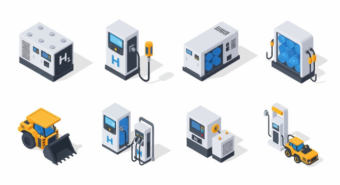 Collection of various fuel station icons.