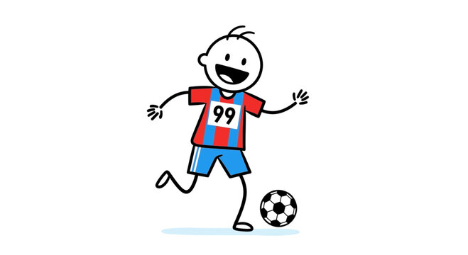Stick Figure Soccer Player with Number 99 Jersey