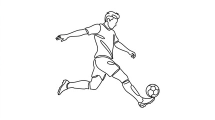 Fototapeta premium Professional Soccer Player in Action Dribbling Ball, Dynamic Football Athlete Motion Vector Illustration for Sports Marketing and Editorial Design