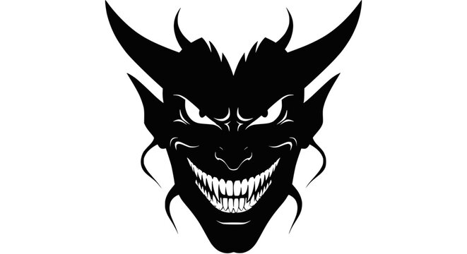 Evil Demon Face Silhouette - Scary Monster Head Icon