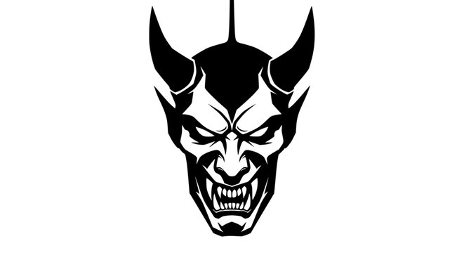 Evil Devil Face Illustration - Silhouette and Graphic Design