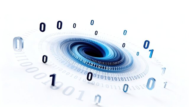 Binary code spiral with numbers