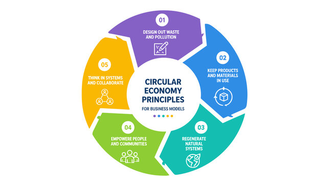 Circular Economy Principles Diagram Infographic Education.