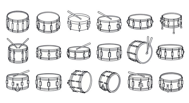 drums set, various drum types, musical instruments