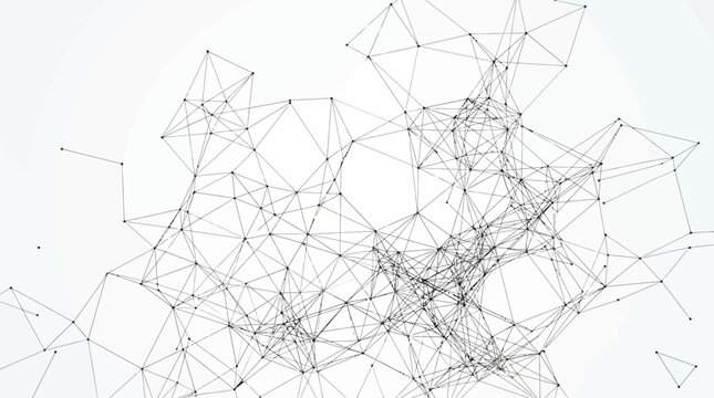 Abstract black plexus network connections on white background.