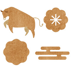 Obraz premium Chinese Ox Year golden png design elements set