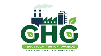 Fototapeta premium Greenhouse Gas Logo Emblem for Eco Sustainability.