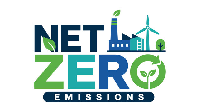 Net Zero Emissions Concept Logo Illustration.