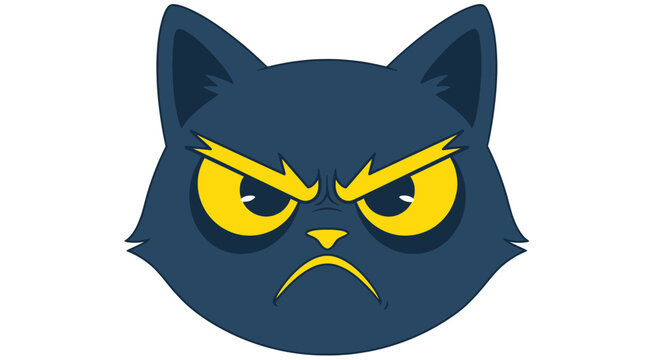 Angry cartoon cat face expression.