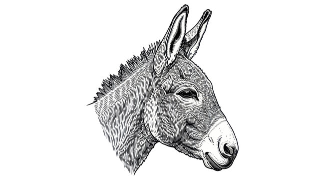 Donkey Head Portrait Close Up.