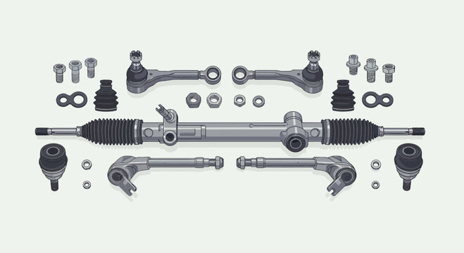 Car Steering Rack and Tie Rod Ends Set - Auto Parts