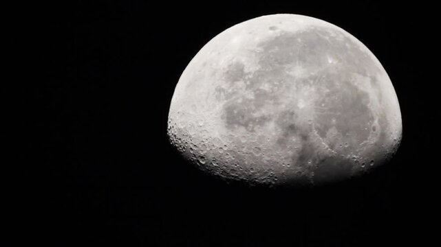 Footage of waning gibbous moon early in the morning