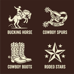 Obraz premium Retro rodeo icons set