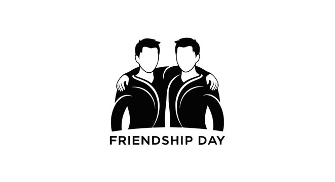 Friendship Day Logo Design with Two Friends Embracing