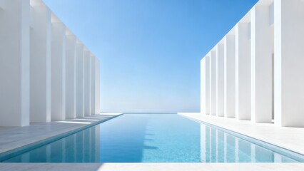 Obraz premium Modern white architecture with infinity pool