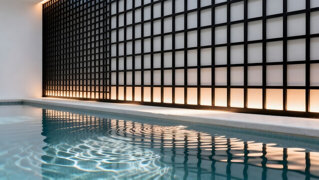 Indoor pool with grid wall design