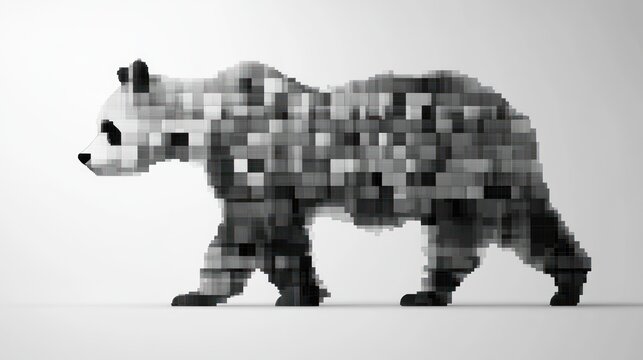 Pixelated panda bear silhouette
