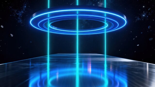 Futuristic neon ring in space