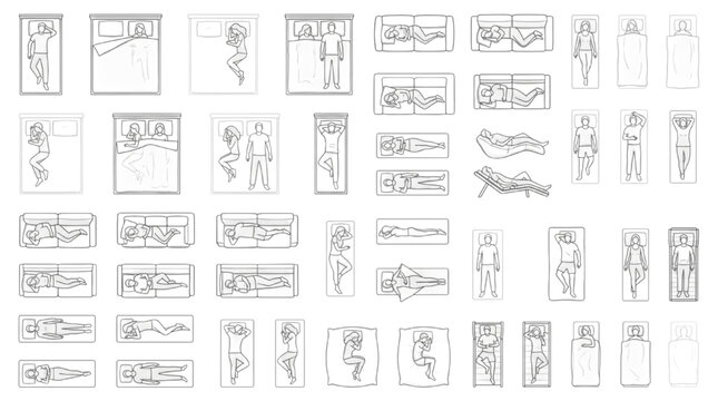Comprehensive CAD Collection of Human Sleeping Positions and Bed Layouts for Architectural Plans