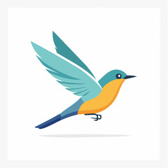 Obraz premium Stylized illustration of a blue and orange bird in flight