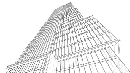 Fototapeta premium CAD Drawing of a Modern Skyscraper Construction Design