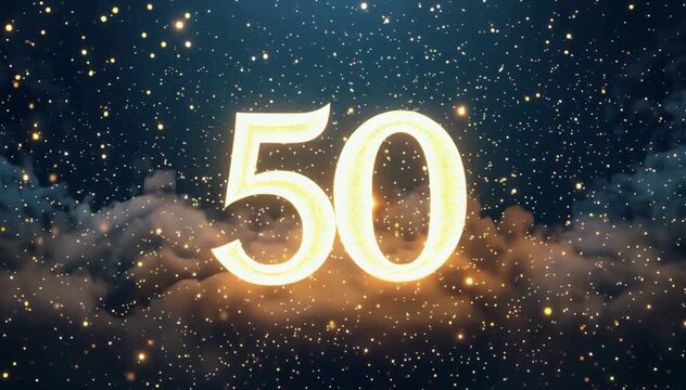 Luxury 50th Birthday Artwork with Cosmic Nebula and Golden Light