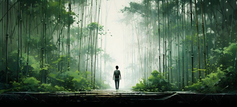 bamboo forest humanidad full body. Generative AII