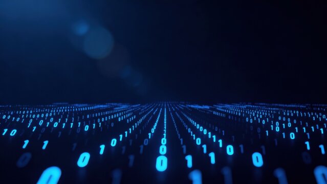 Digital binary code pattern in blue