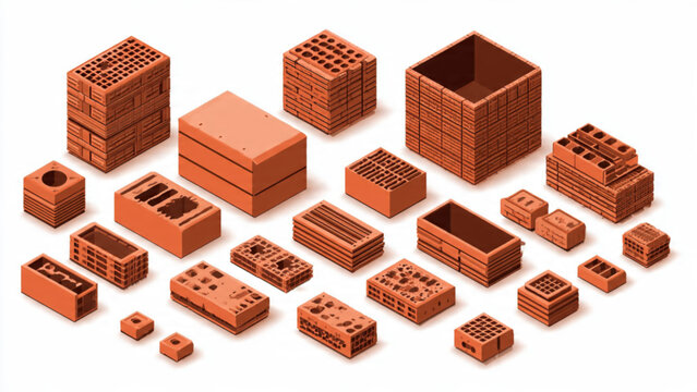 Collection of Various Brick Blocks and Structures.