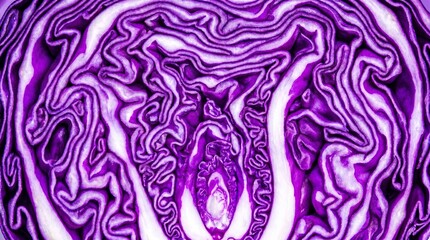 Obraz premium Macro cross section of fresh purple cabbage isolated on solid background