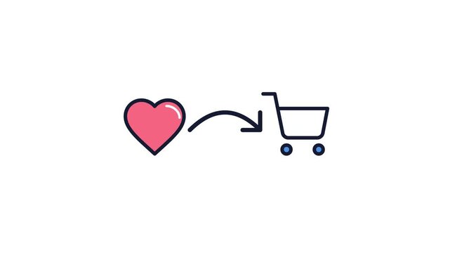 Animated Wishlist to Shopping Cart Conversion E-Commerce Concept