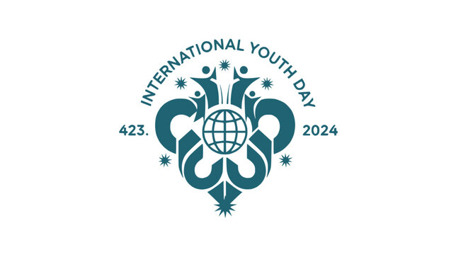 International Youth Day 2024 Emblem with Globe and Stylized Human Figures